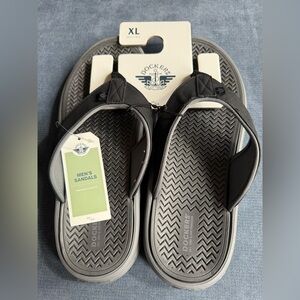Men’s Dockers Black Grey Flip Flop Thong Sandals SZ XL 11-12 New Casual Comfort